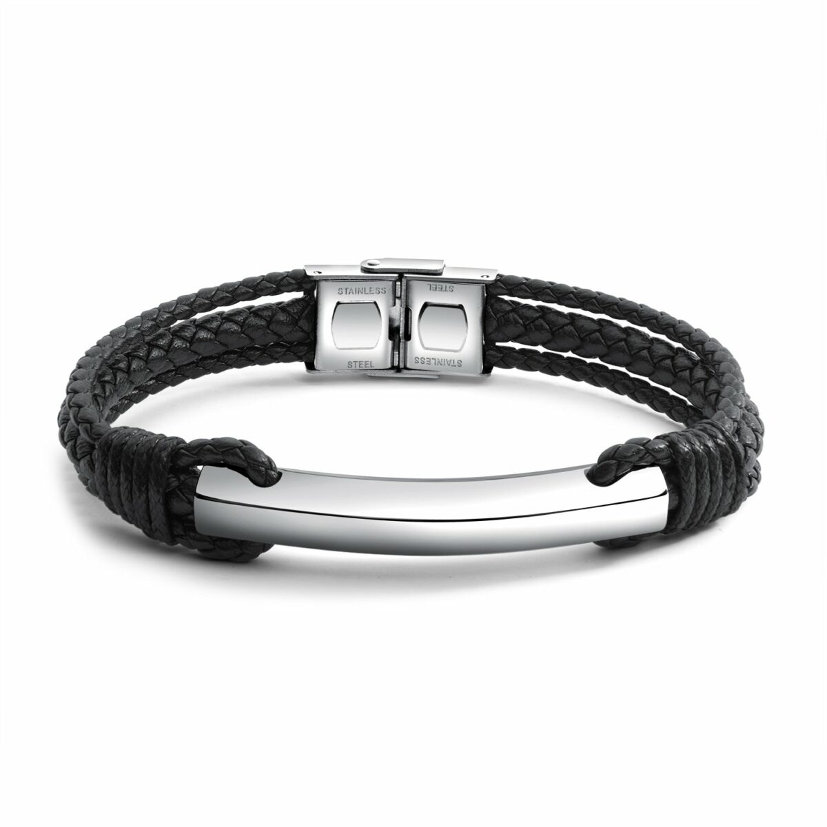 Pulsera de cuero trenzado con cierre magnético de stainless Steel