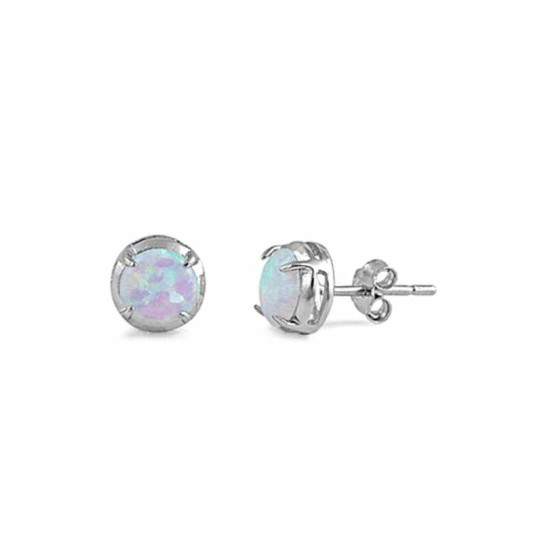 Round Simple Opal Earrings